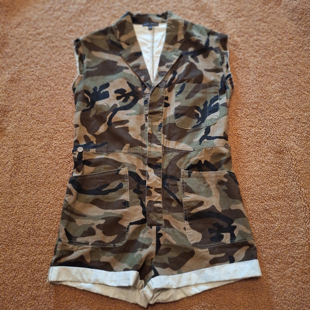 Camouflage Short Jumpsuit-Romper - Green Camo